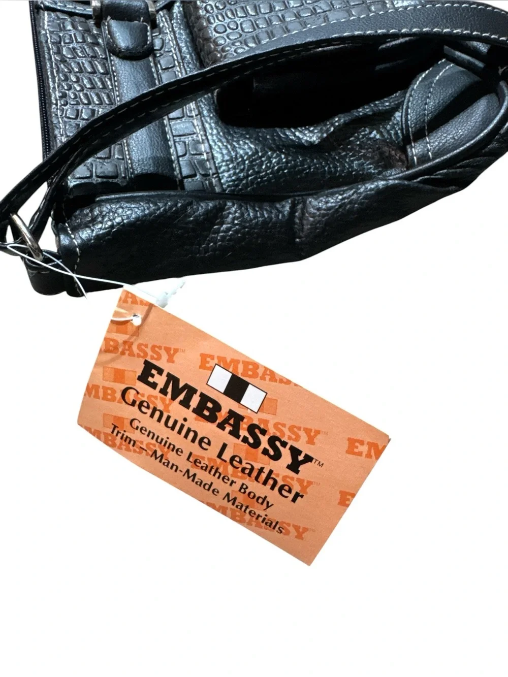 Vintage Y2K NOS Embassy Genuine Leather Shoulder Bag Reptile Print Shoulder Bag
